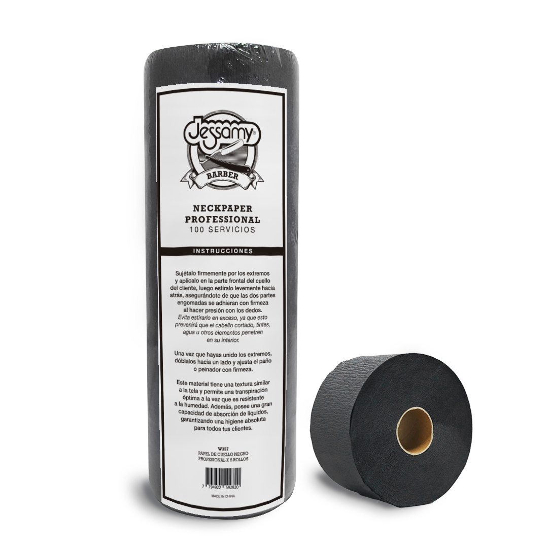 Jessamy, papel cuello creppe negro, 5 rollos